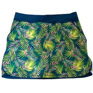 New Lands' End Womens 14 Comfort Waist Swim Skirt Skort Shorts Palm Trees c